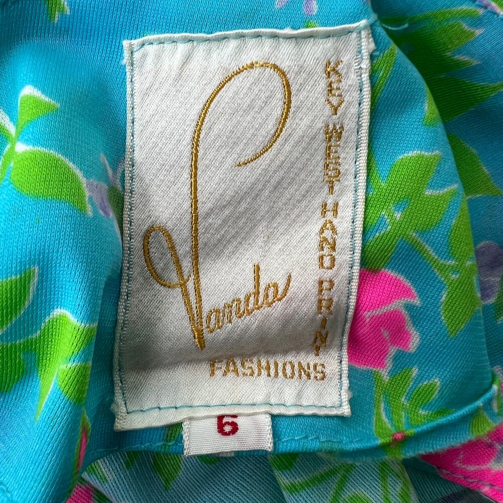 VTG Vanda Key West VIBRANT Blue Green Floral Pink One Shoulder Maxi Dress Size 6 - Picture 14 of 16